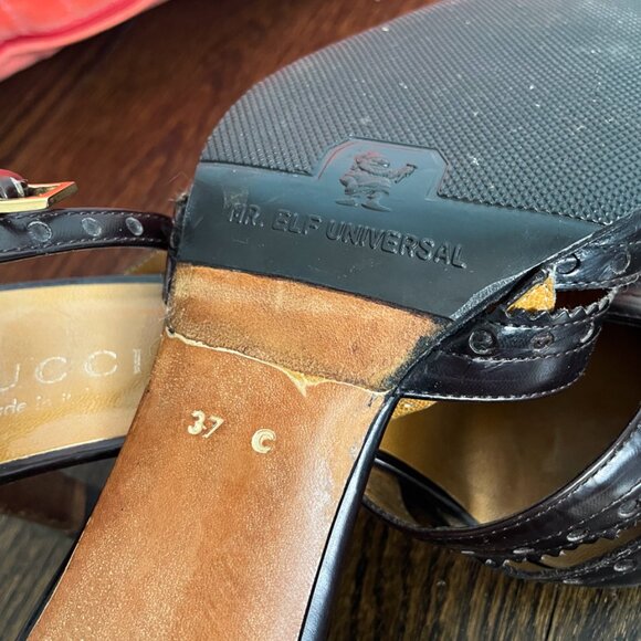 Gucci Designer 3” Heels, Pointed-Toe, Rich Brown Leather - Picture 6 of 6